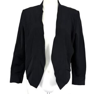 MM Lafleur Black Open-Front Scalloped Hem Cardigan